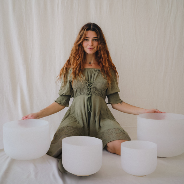 Earth Angel Signature Crystal Singing Bowl Set of 4 – 432Hz Frosted Quartz